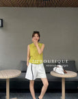 15a68 Knitted sleeveless polo tops – relaxed prep