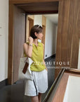 15a68 Knitted sleeveless polo tops – relaxed prep