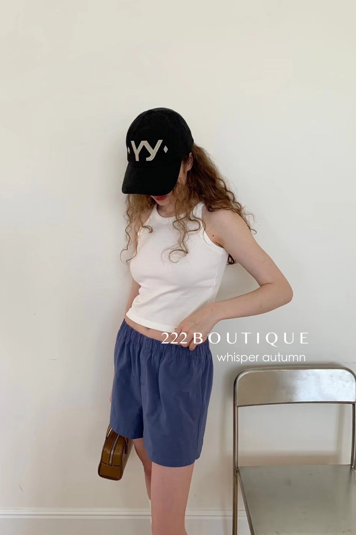 16q11 Blue Korean canvas shorts – crisp and carefree