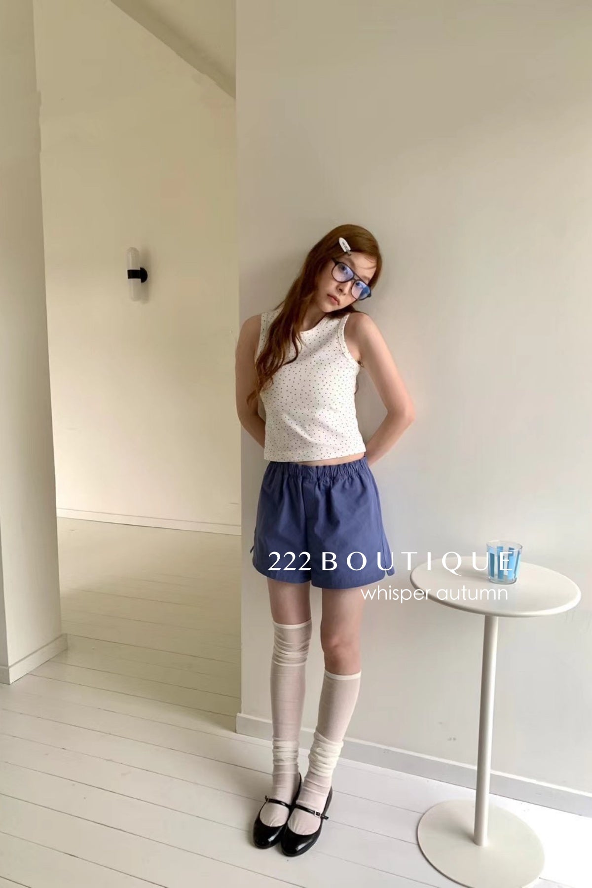 16q11 Blue Korean canvas shorts – crisp and carefree
