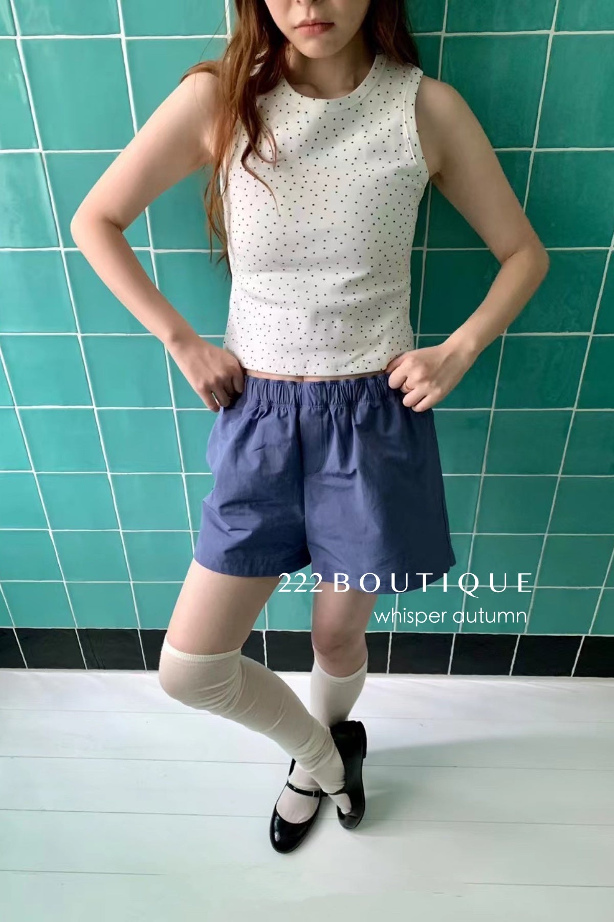 16q11 Blue Korean canvas shorts – crisp and carefree