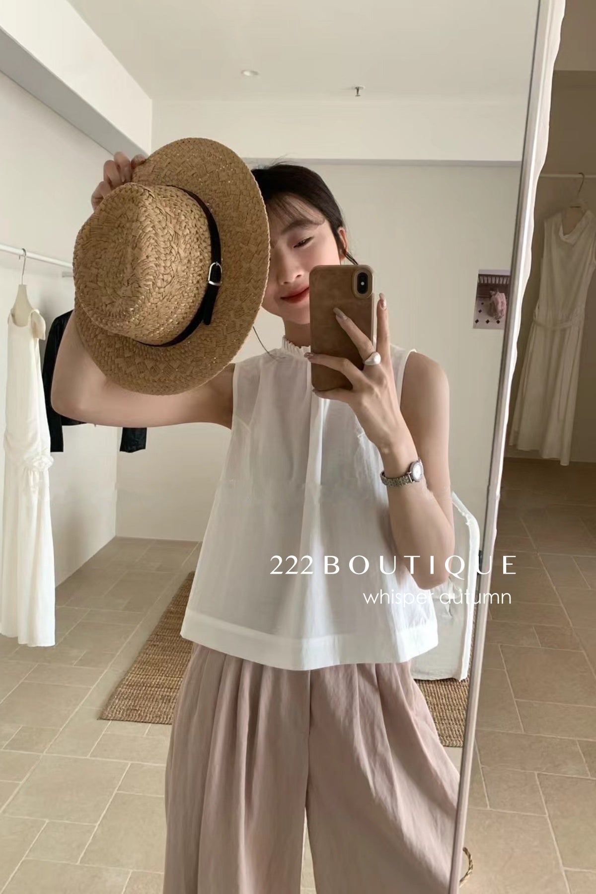 16a22 Basic halter-neck cotton top