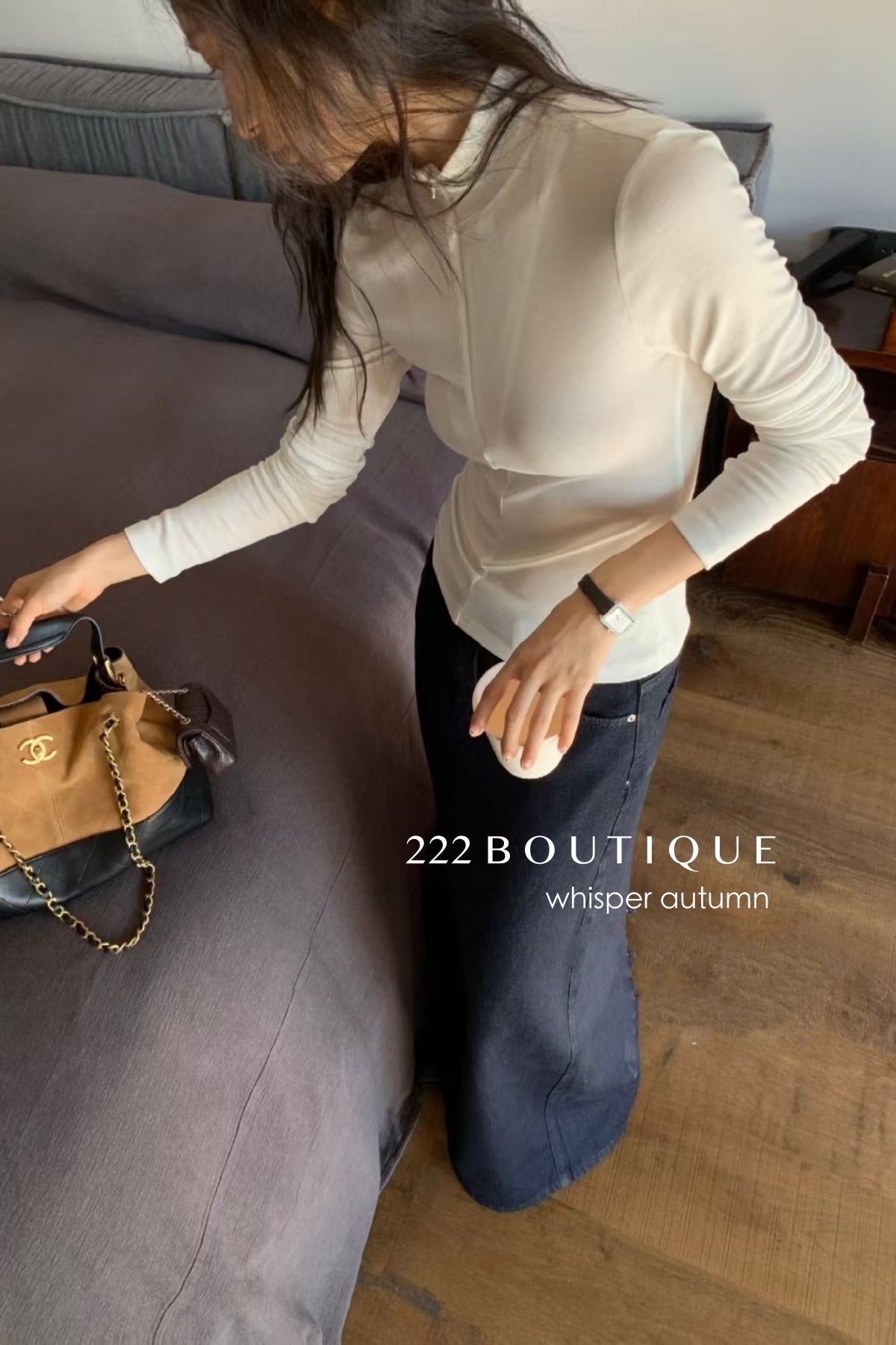 16a25 Zip-up cotton long-sleeve top