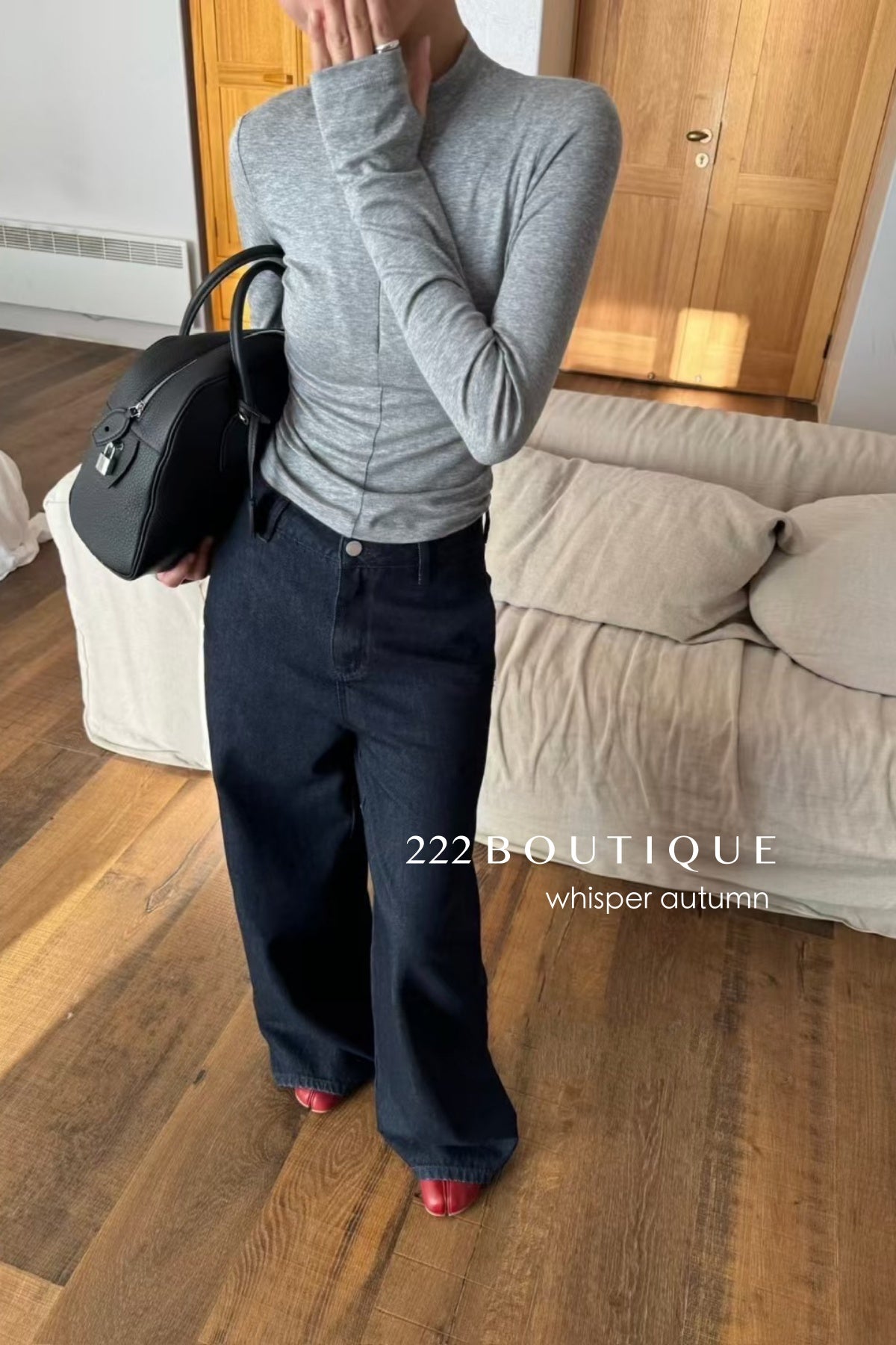 16a25 Zip-up cotton long-sleeve top