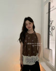 15a53 Embroidered A-line halter top – boho refinement