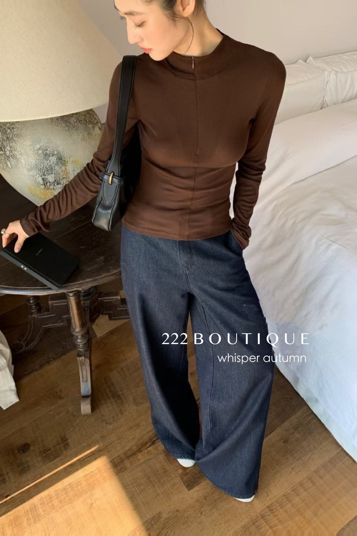 16a25 Zip-up cotton long-sleeve top