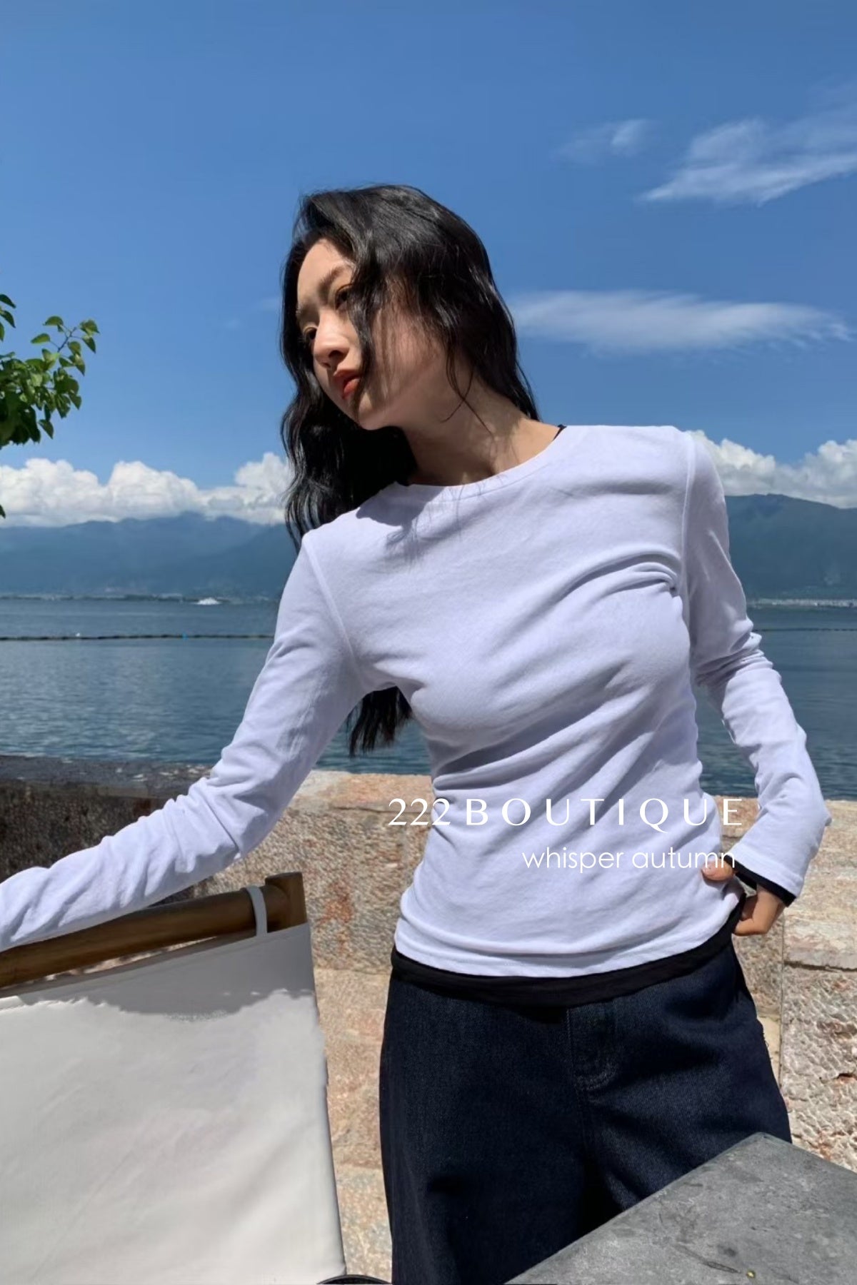 16a26 Fitted cotton long-sleeve top