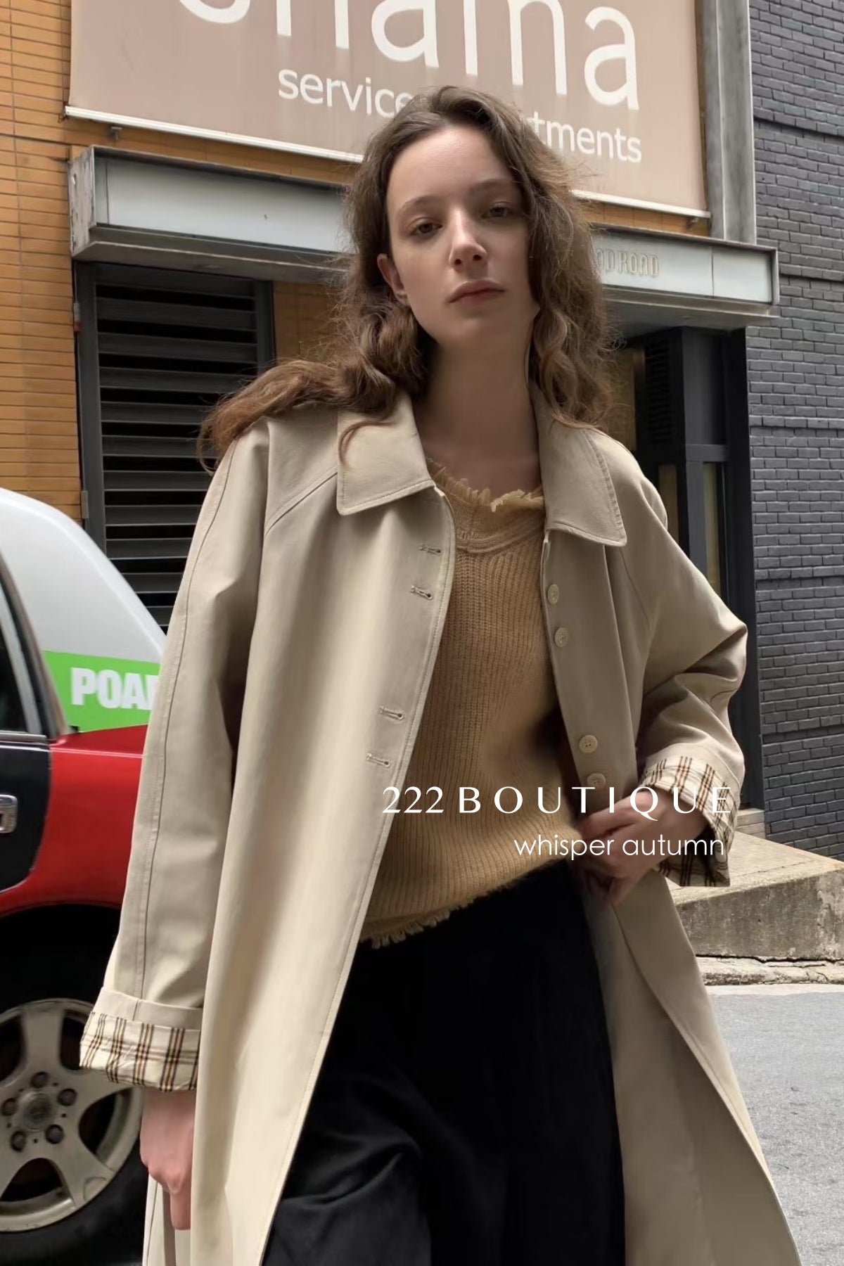 16a29 Long trench coat with belt