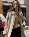 16a29 Long trench coat with belt
