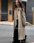 16a29 Long trench coat with belt