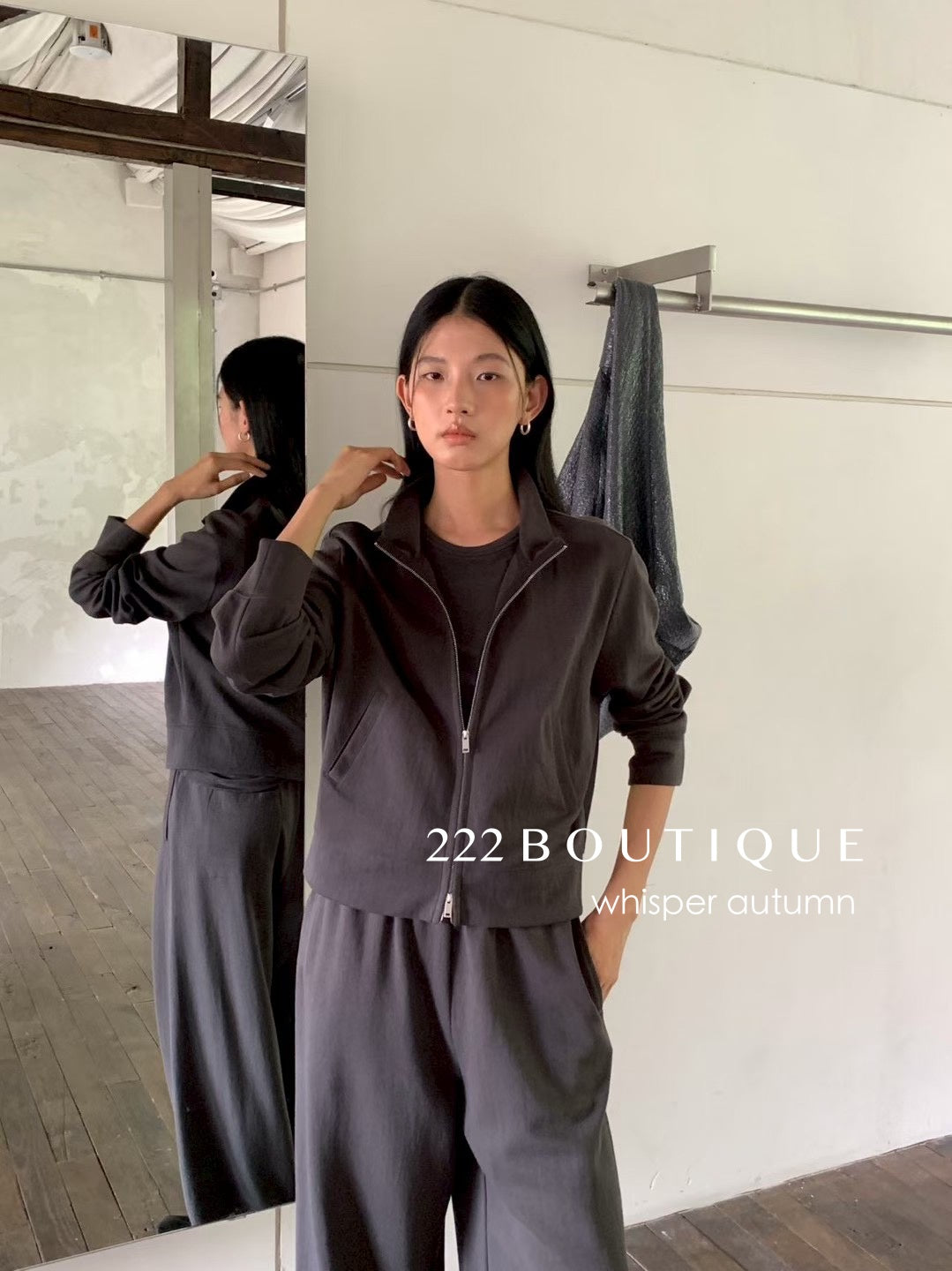 16a91 - 16q19 Cotton fleece set – jacket &amp;amp; straight-leg pants
