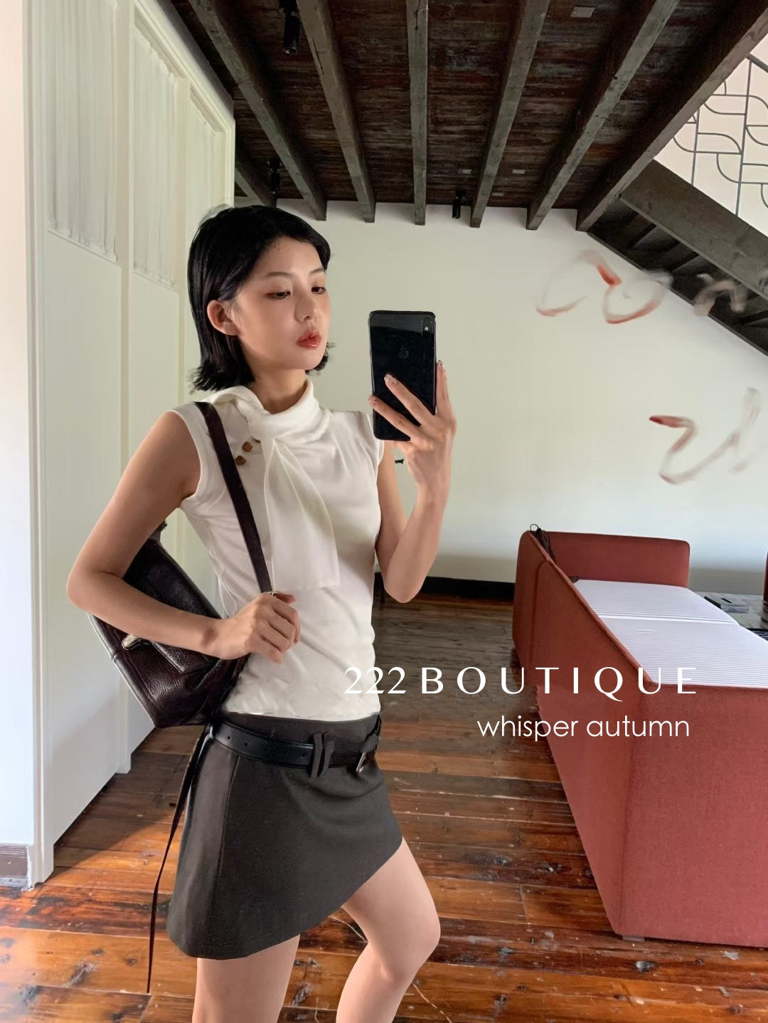 16a71 Mongtoghi sleeveless top with tie-neck