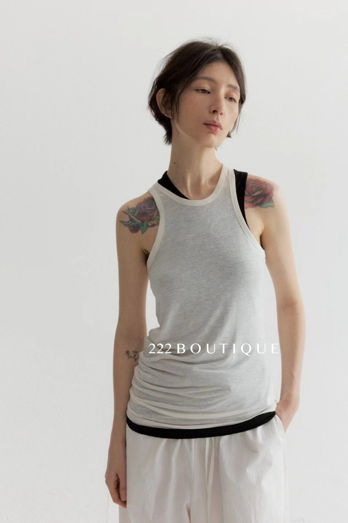 15a2 Side-cut cotton tank top – bold and breathable