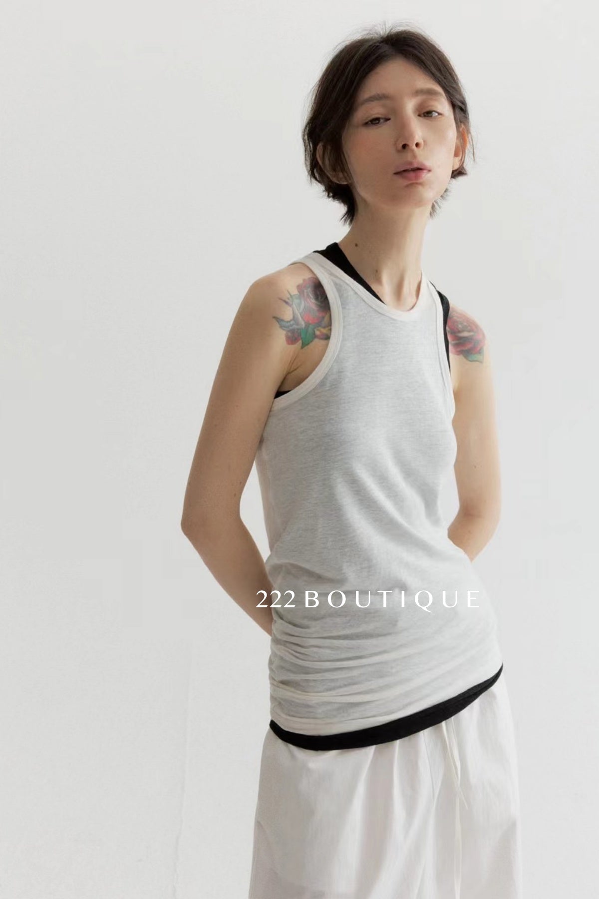 15a2 Side-cut cotton tank top – bold and breathable