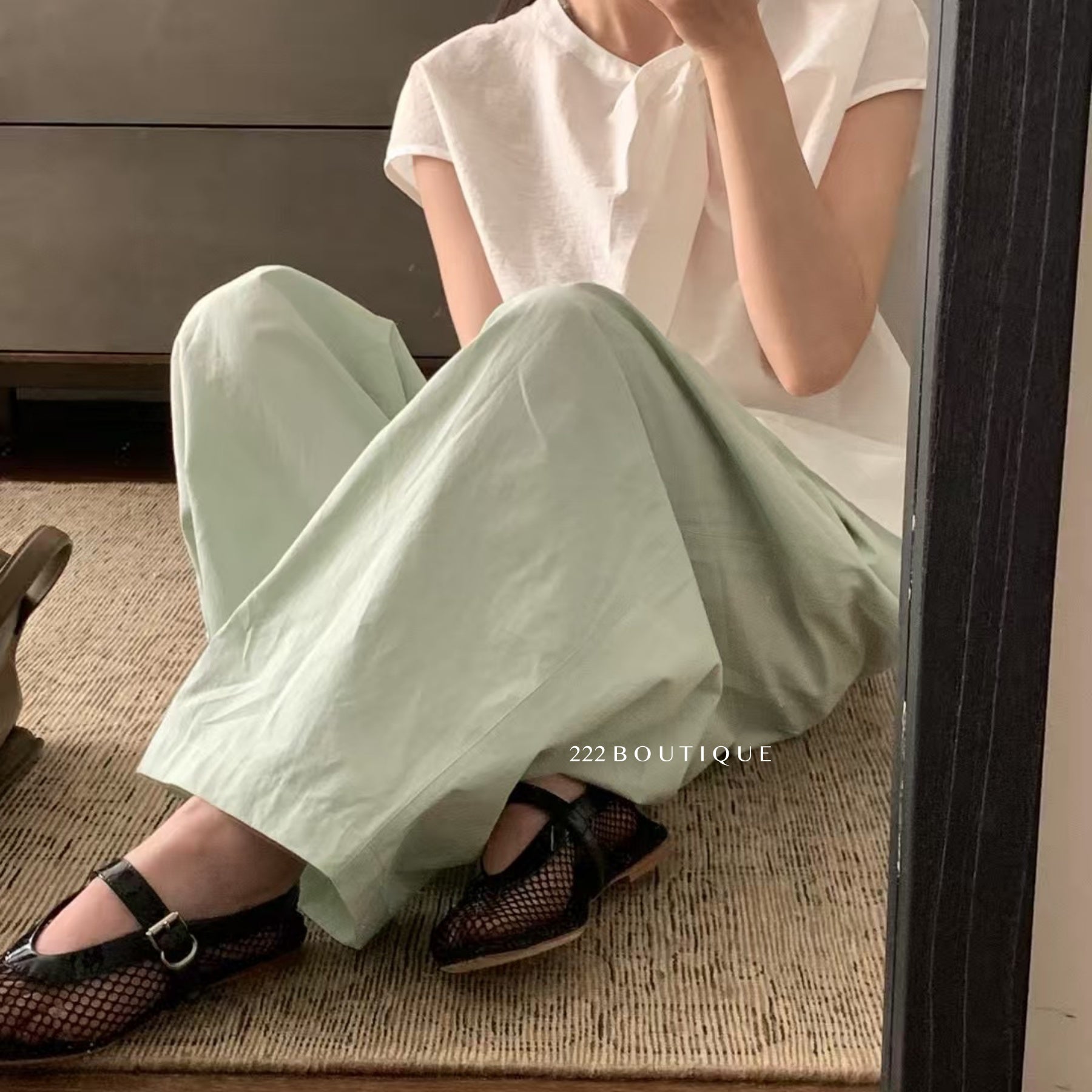 14a5 Basic round-neck shirt with cross-front detail