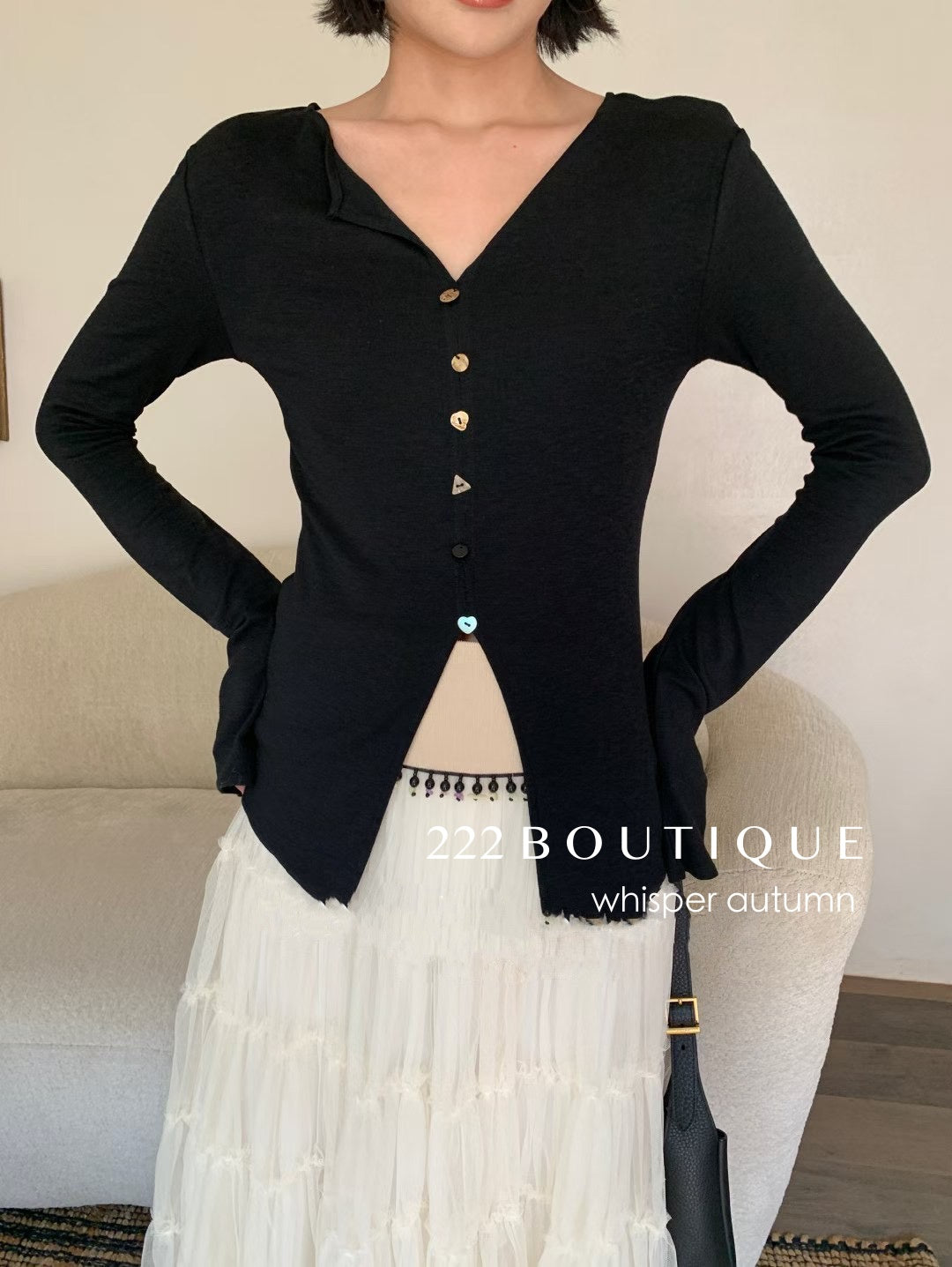 16a76 Long Mongtoghi ribbed cardigan