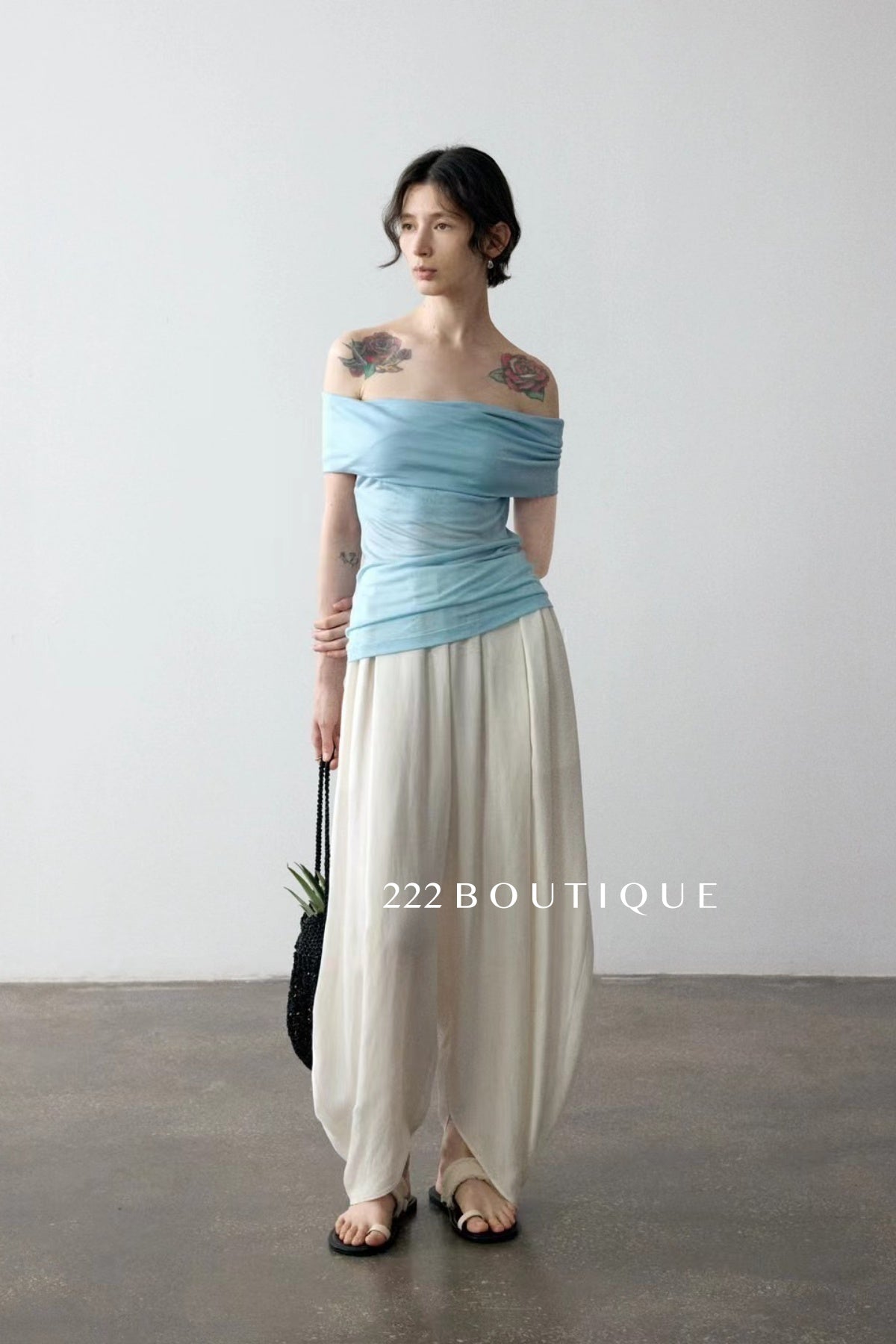 15a1 Drape-front bandeau top – soft and sculpted