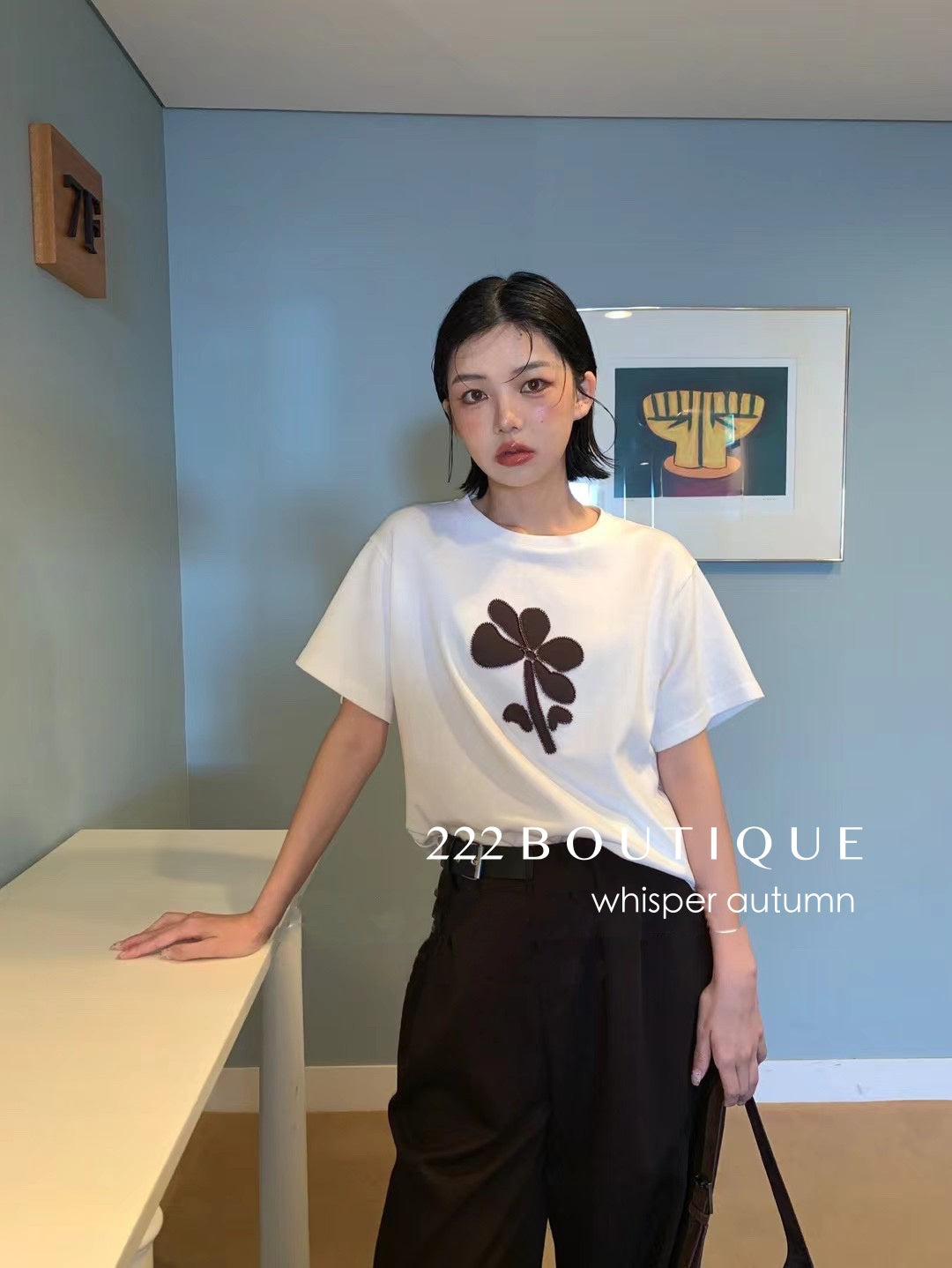 16a69 Floral print cotton tee