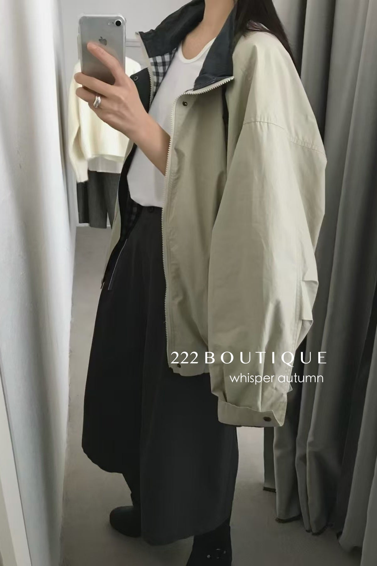 16A68 Reversible khaki jacket – green &amp; beige