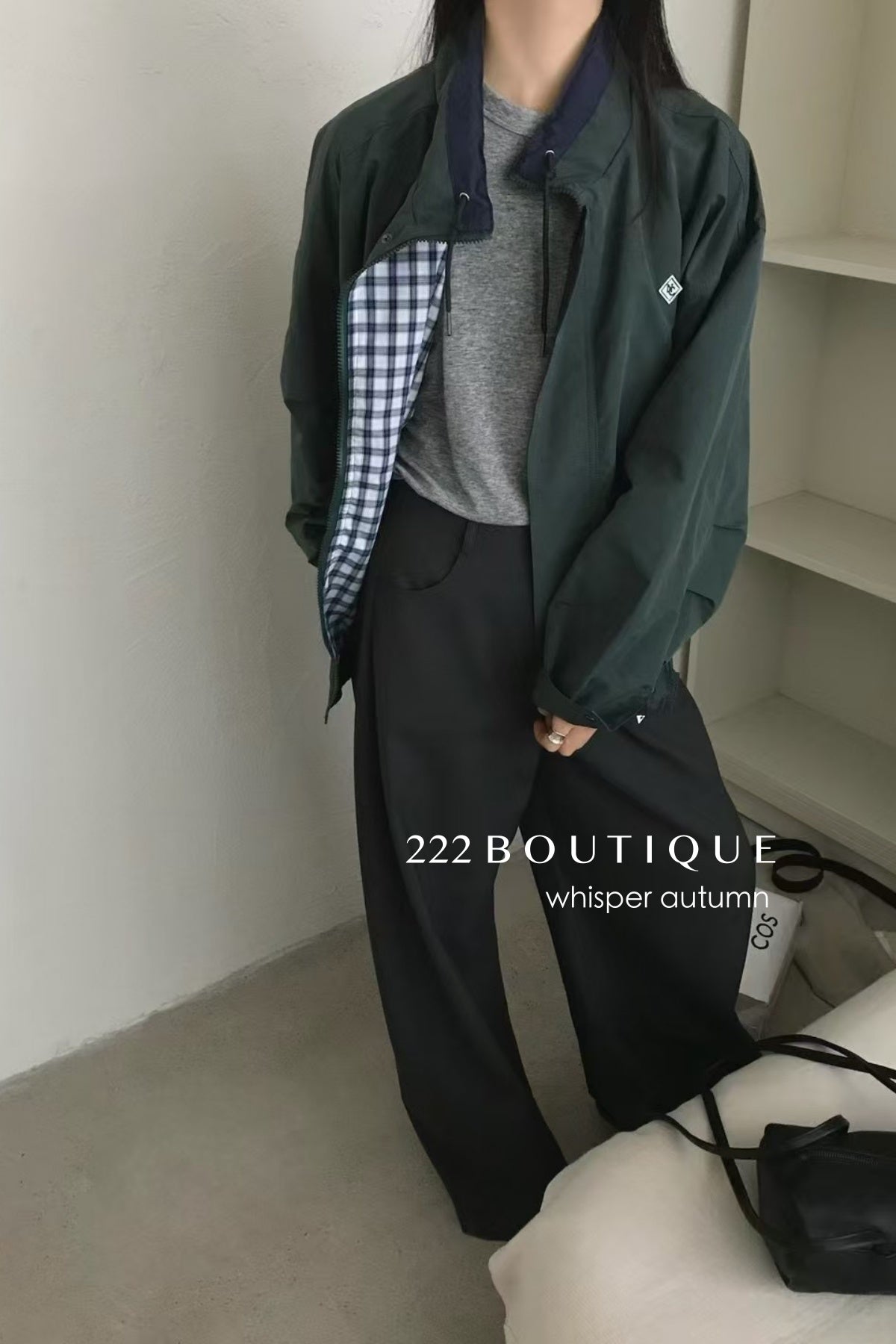 16A68 Reversible khaki jacket – green &amp; beige