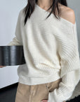 18a34 Off-shoulder cashmere sweater
