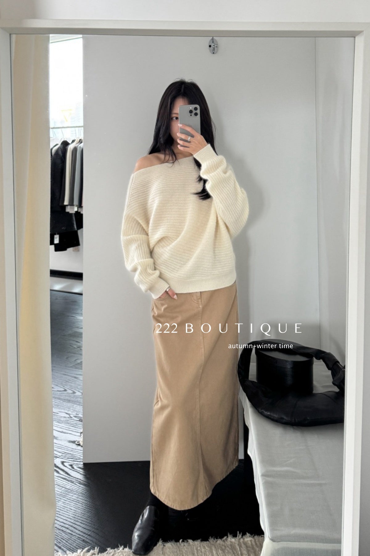 18a34 Off-shoulder cashmere sweater