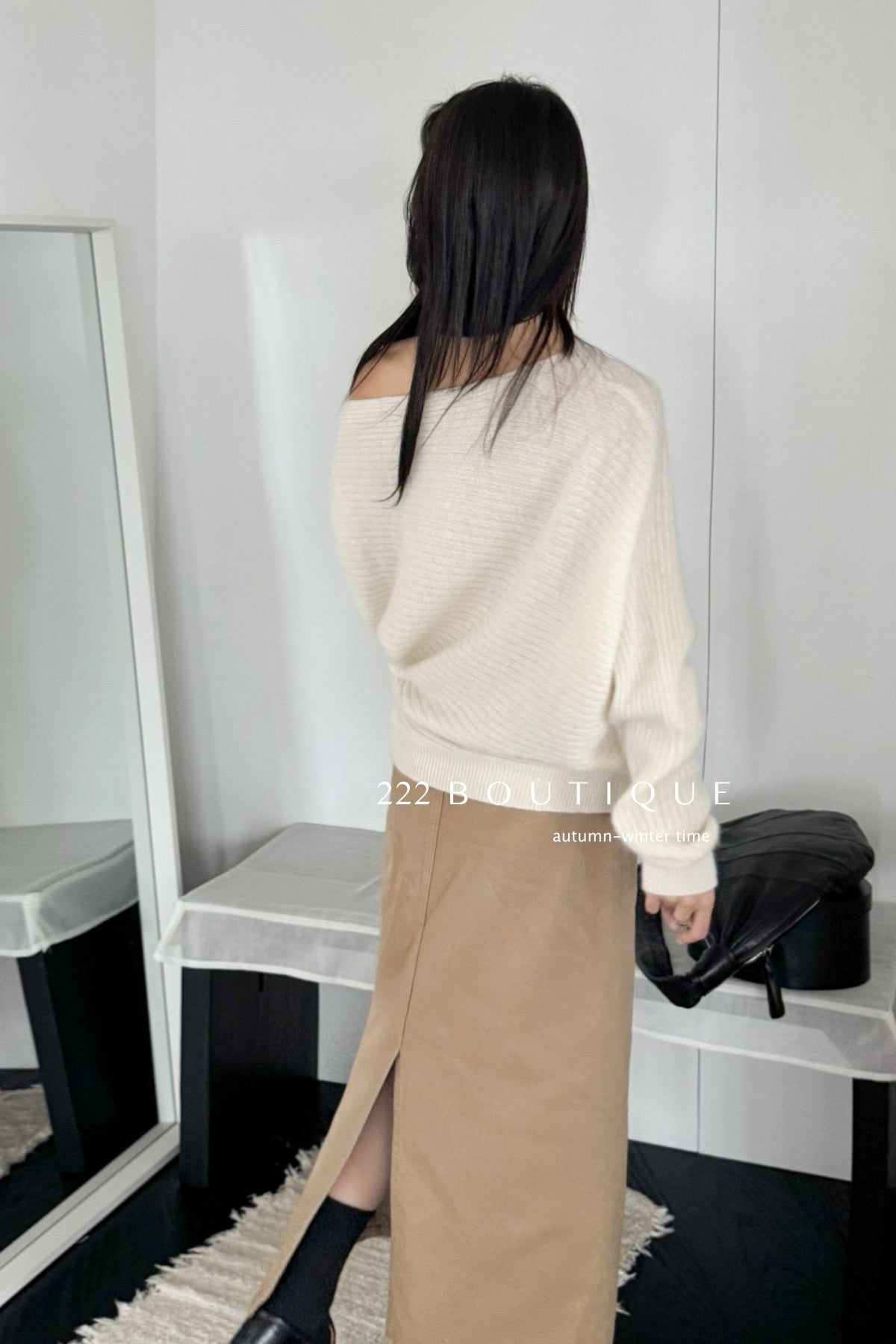 18a34 Off-shoulder cashmere sweater