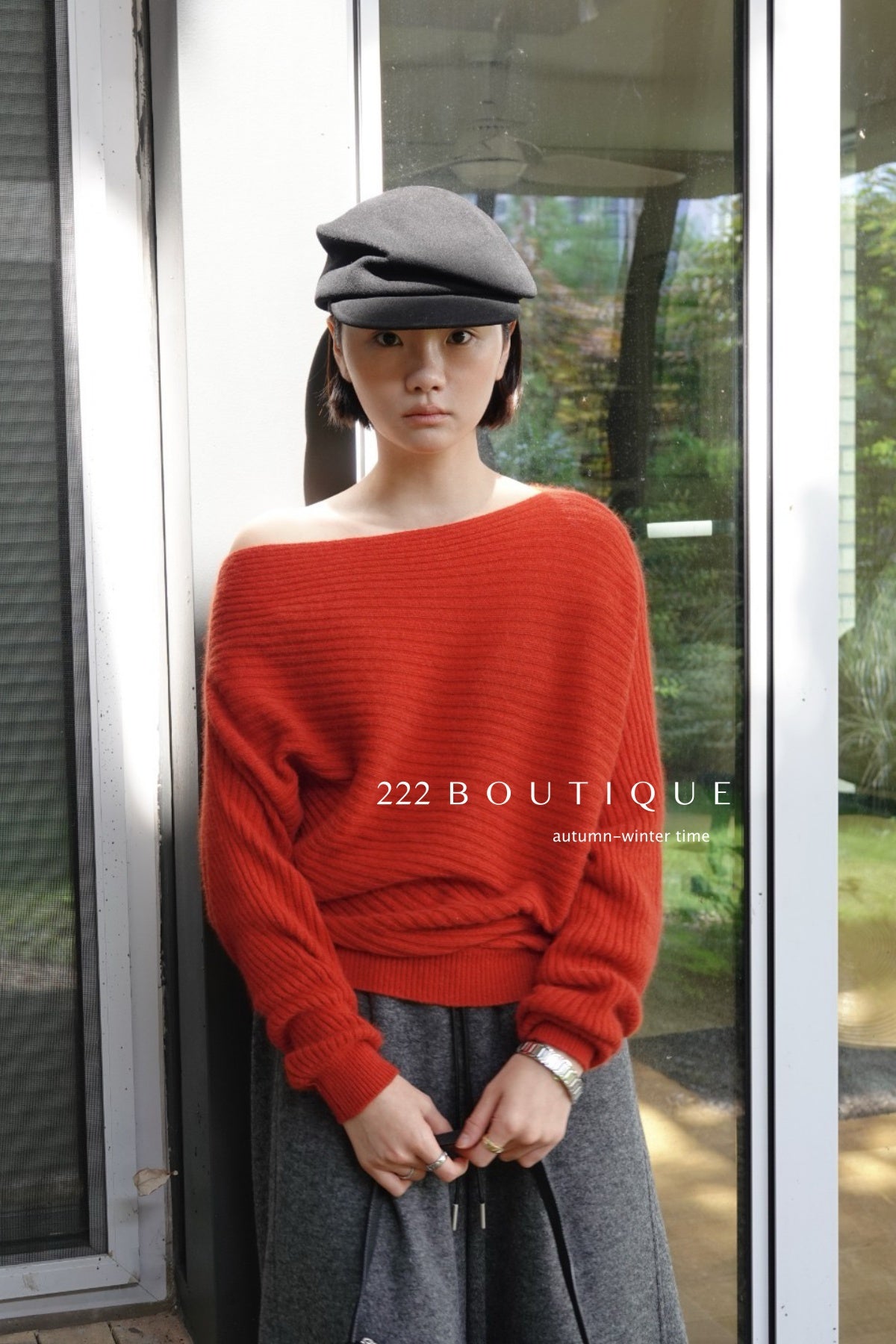 18a34 Off-shoulder cashmere sweater