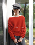 18a34 Off-shoulder cashmere sweater
