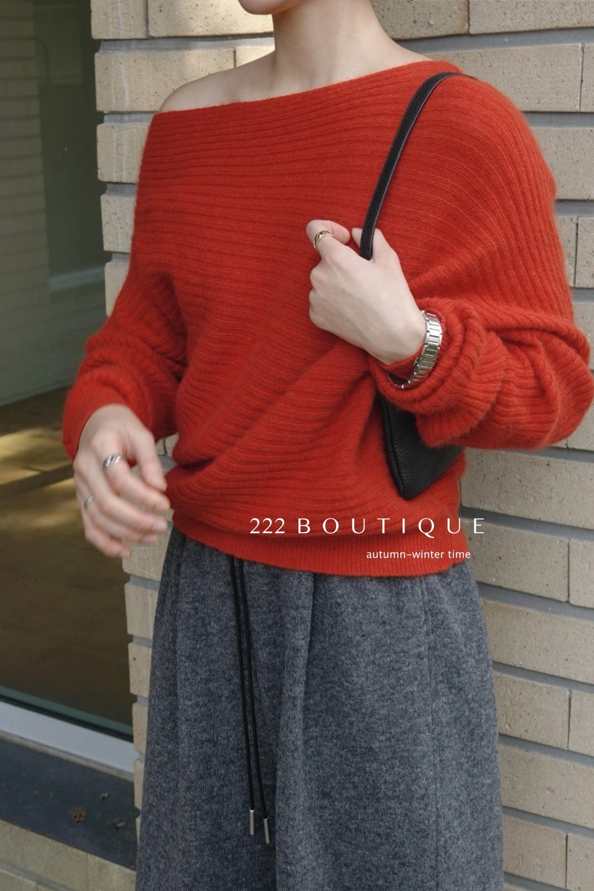 18a34 Off-shoulder cashmere sweater