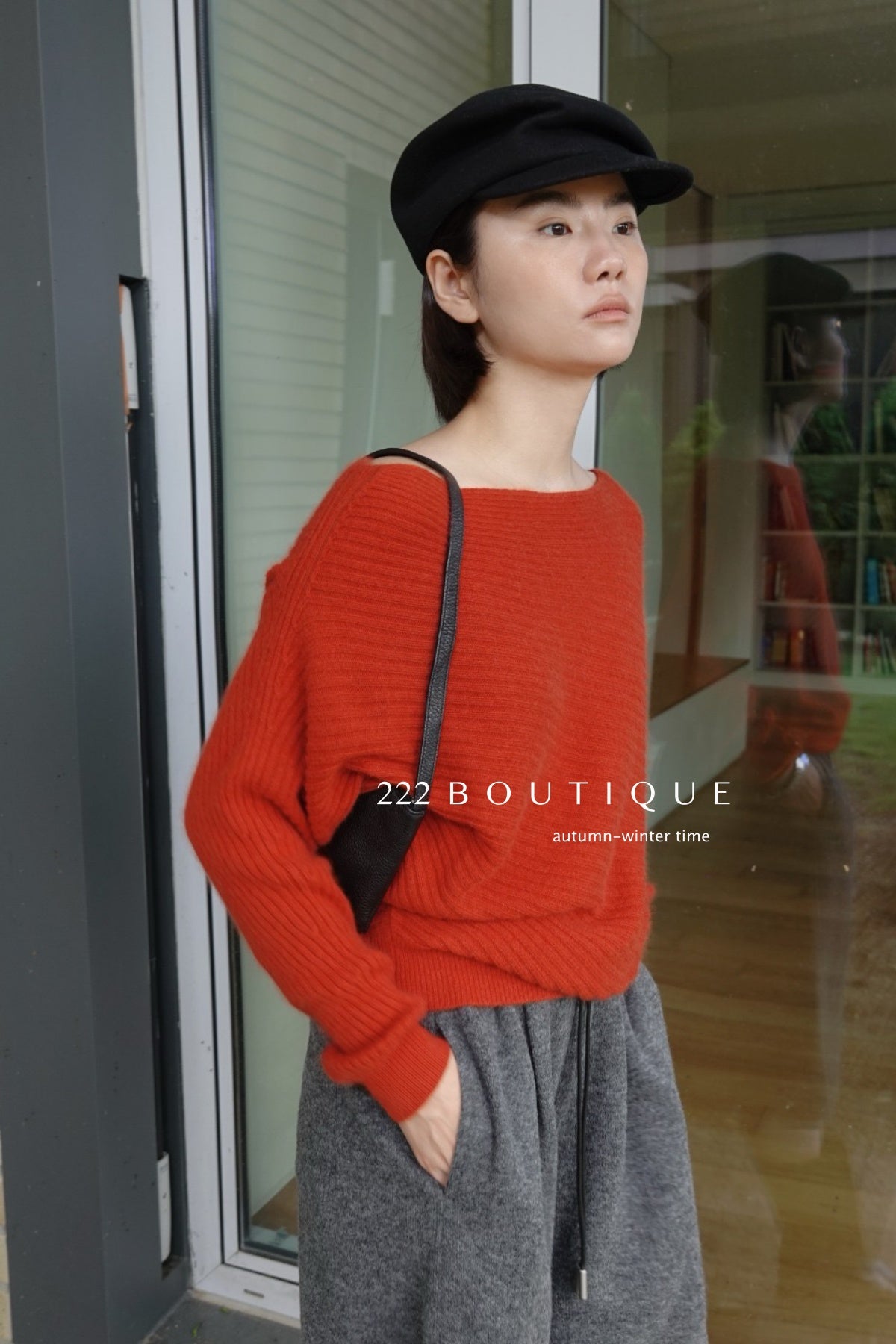 18a34 Off-shoulder cashmere sweater
