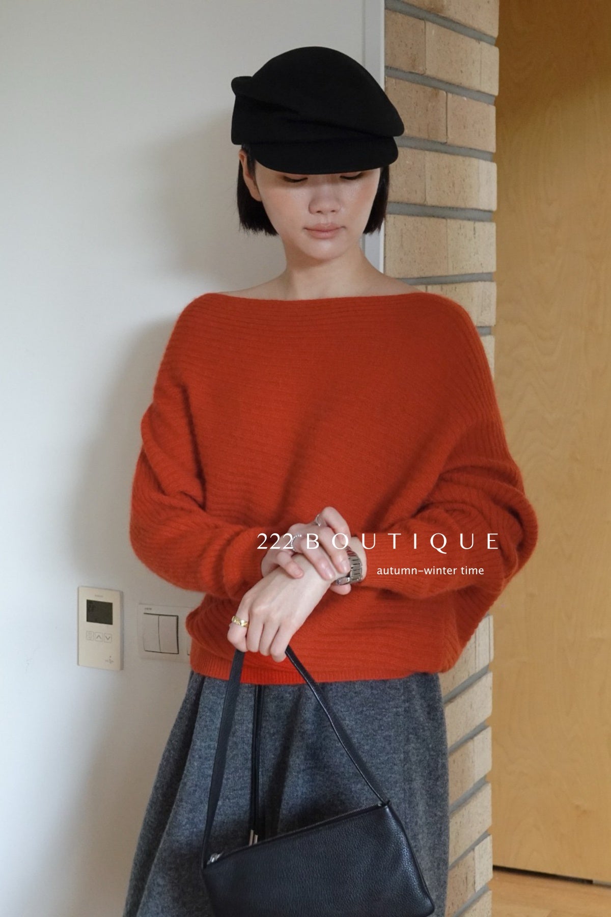 18a34 Off-shoulder cashmere sweater