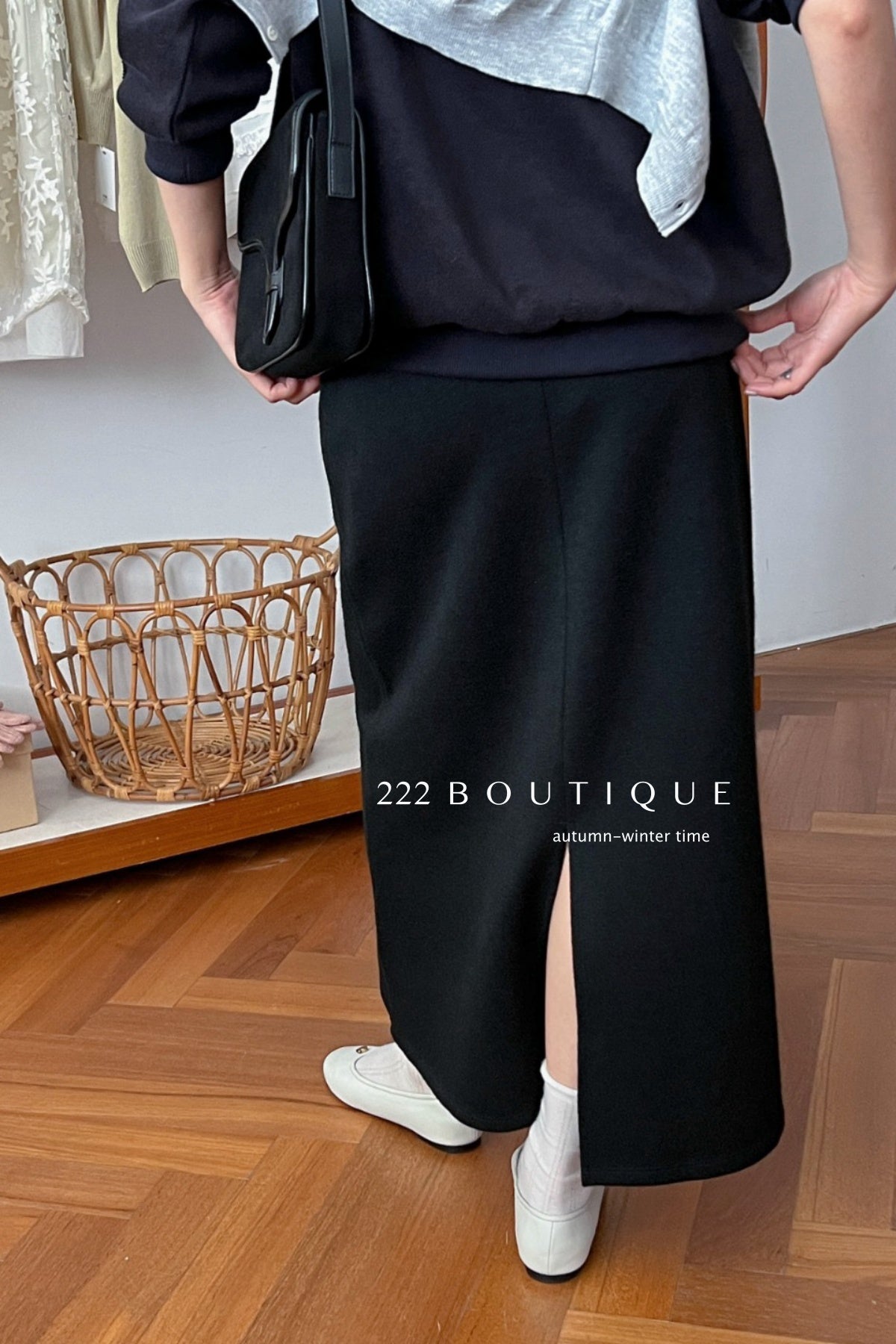 18v3 Basic long wool blend skirt