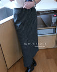 18v4 Striped long wool blend skirt