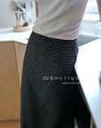 18v4 Striped long wool blend skirt