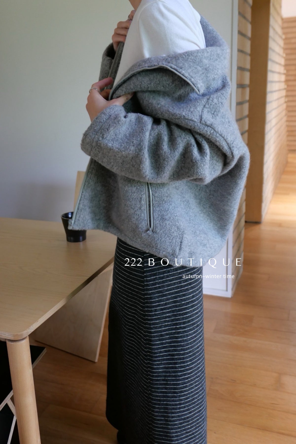 18v4 Striped long wool blend skirt