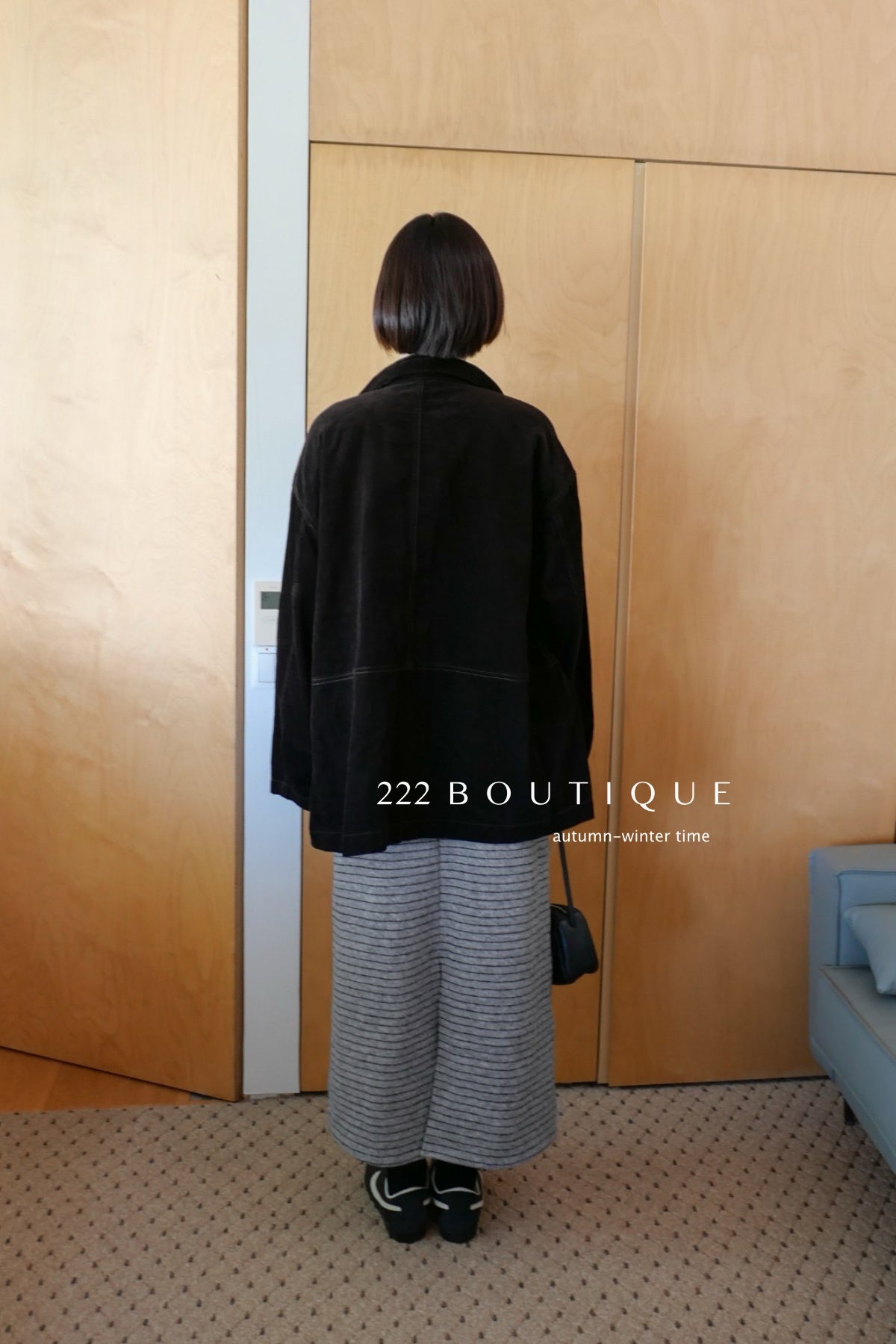 18v4 Striped long wool blend skirt