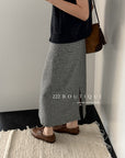 18v4 Striped long wool blend skirt