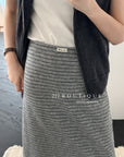 18v4 Striped long wool blend skirt