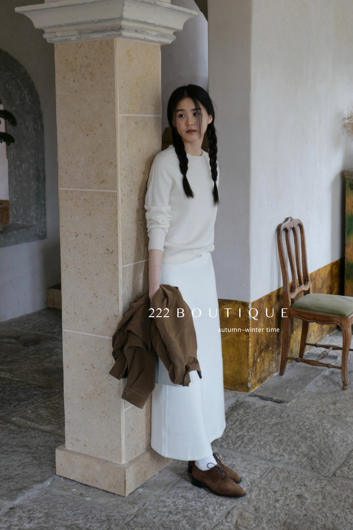 18v3 Basic long wool blend skirt