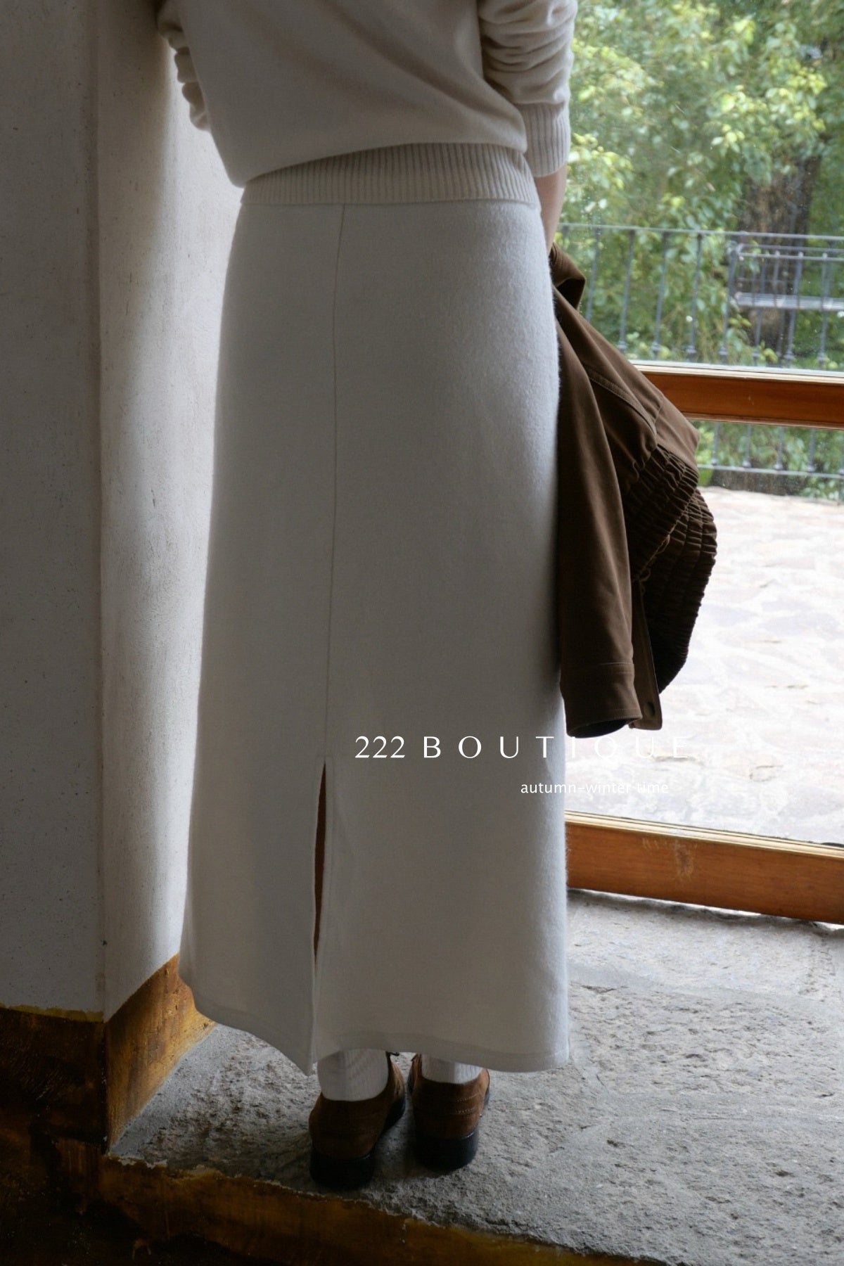 18v3 Basic long wool blend skirt