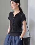 14a48 Ribbed Buttoned Tee – Casual & Fitted