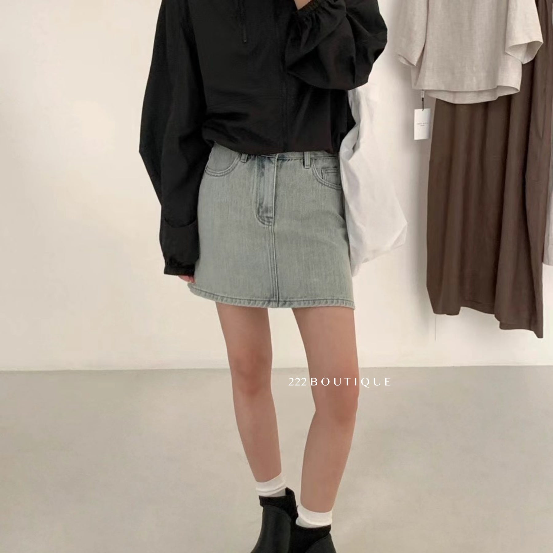 14v28 Washed Denim Mini Skirt – Vintage Blue