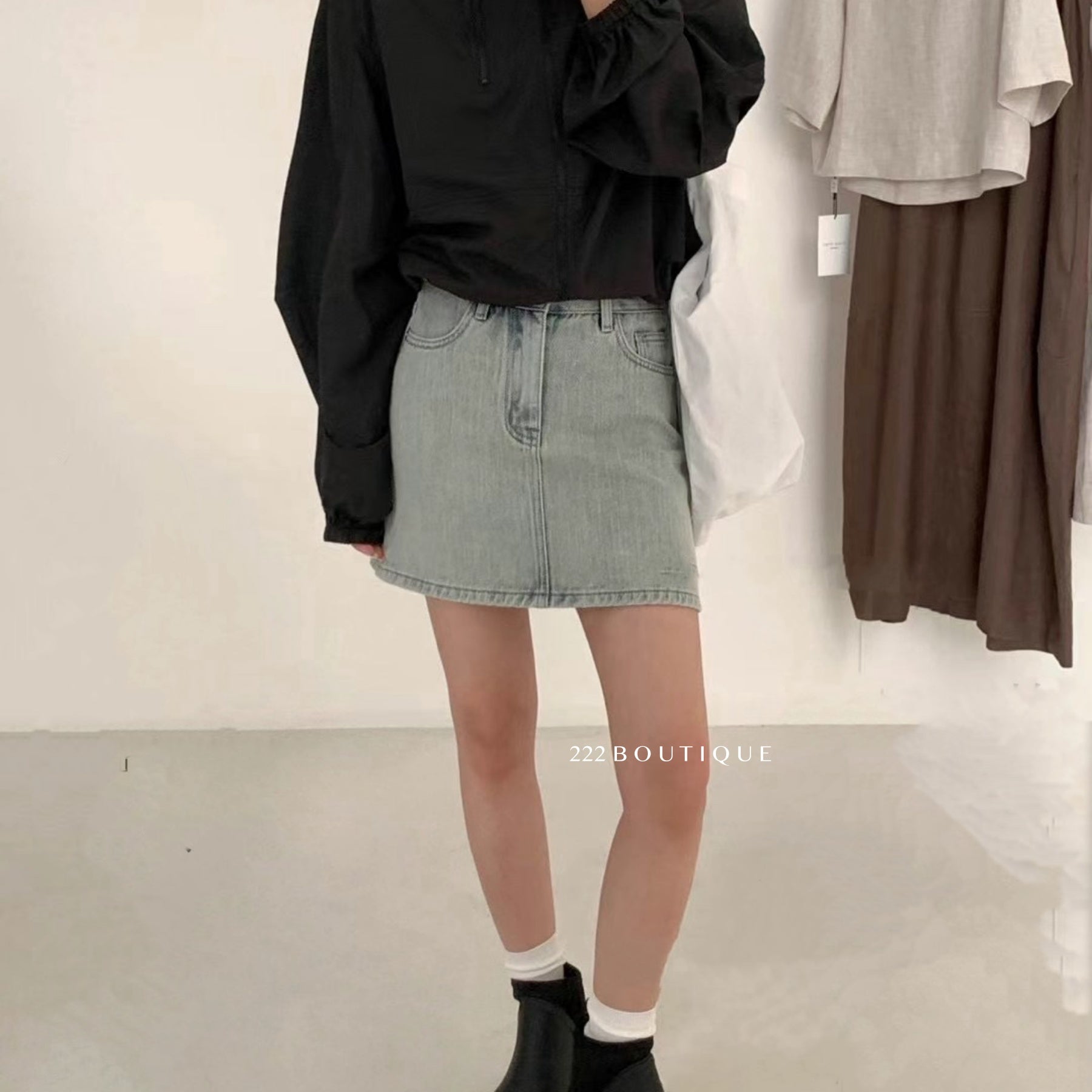 14v28 Washed Denim Mini Skirt – Vintage Blue