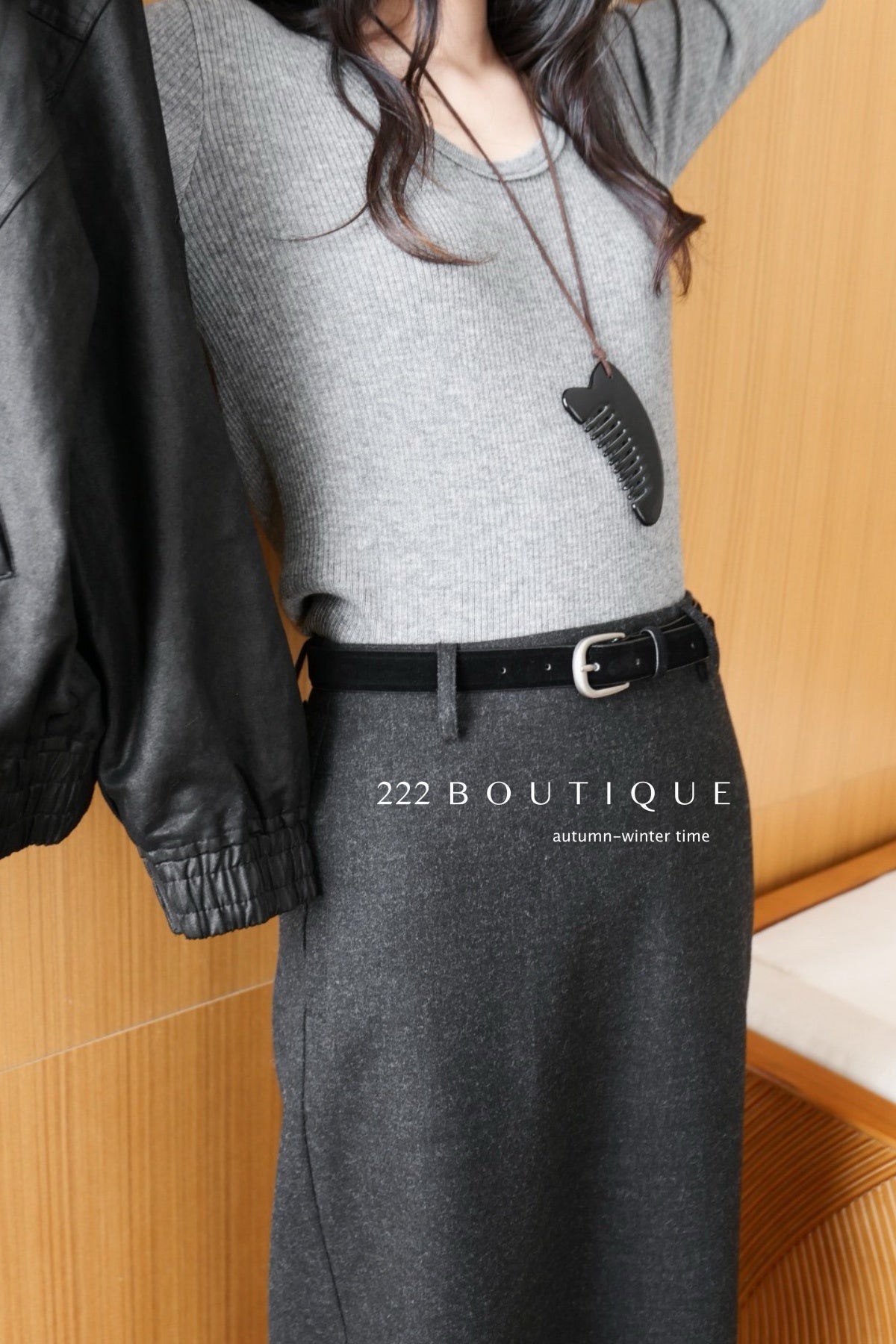 18v5 Wool pencil skirt – long, minimalist