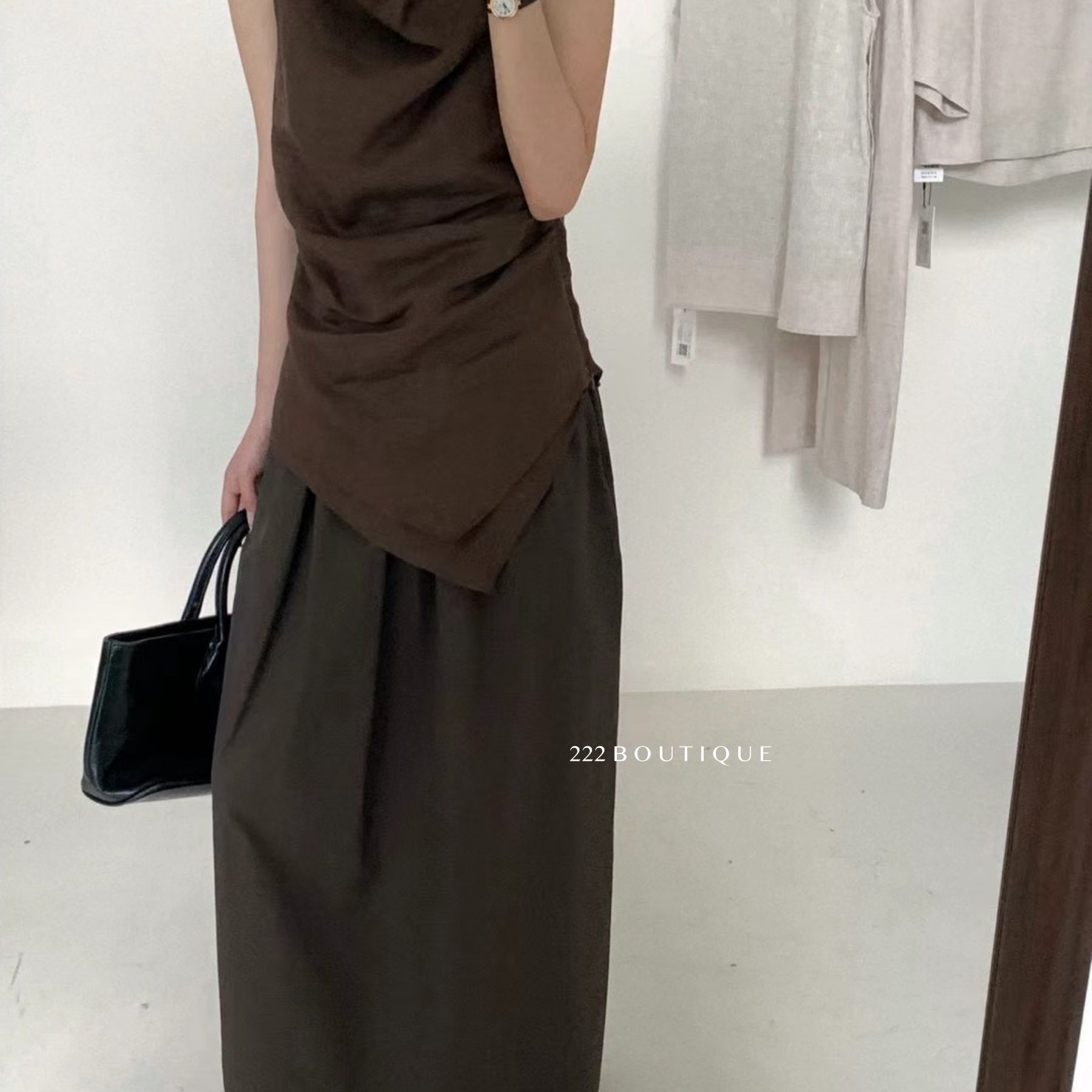 14a47 Asymmetrical Draped Top – Soft Linen Blend