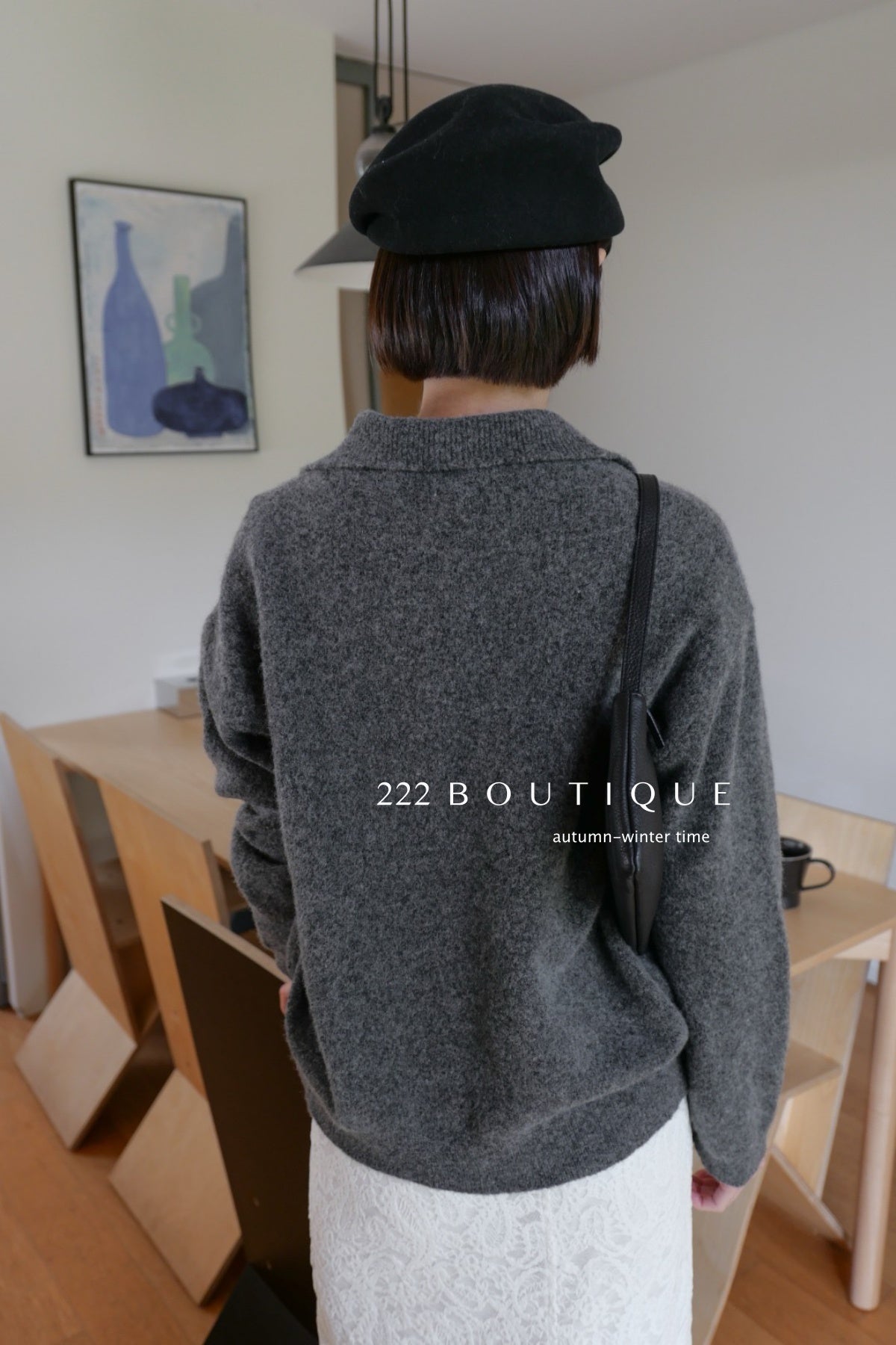 18a55 Basic cashmere polo sweater