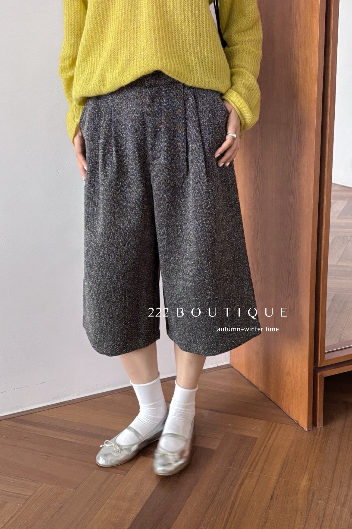 18q14 Basic high-waist wool culottes