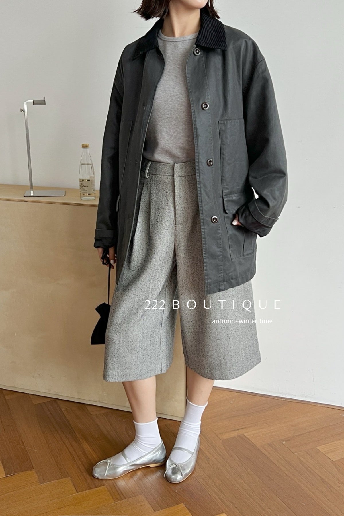 18q14 Basic high-waist wool culottes