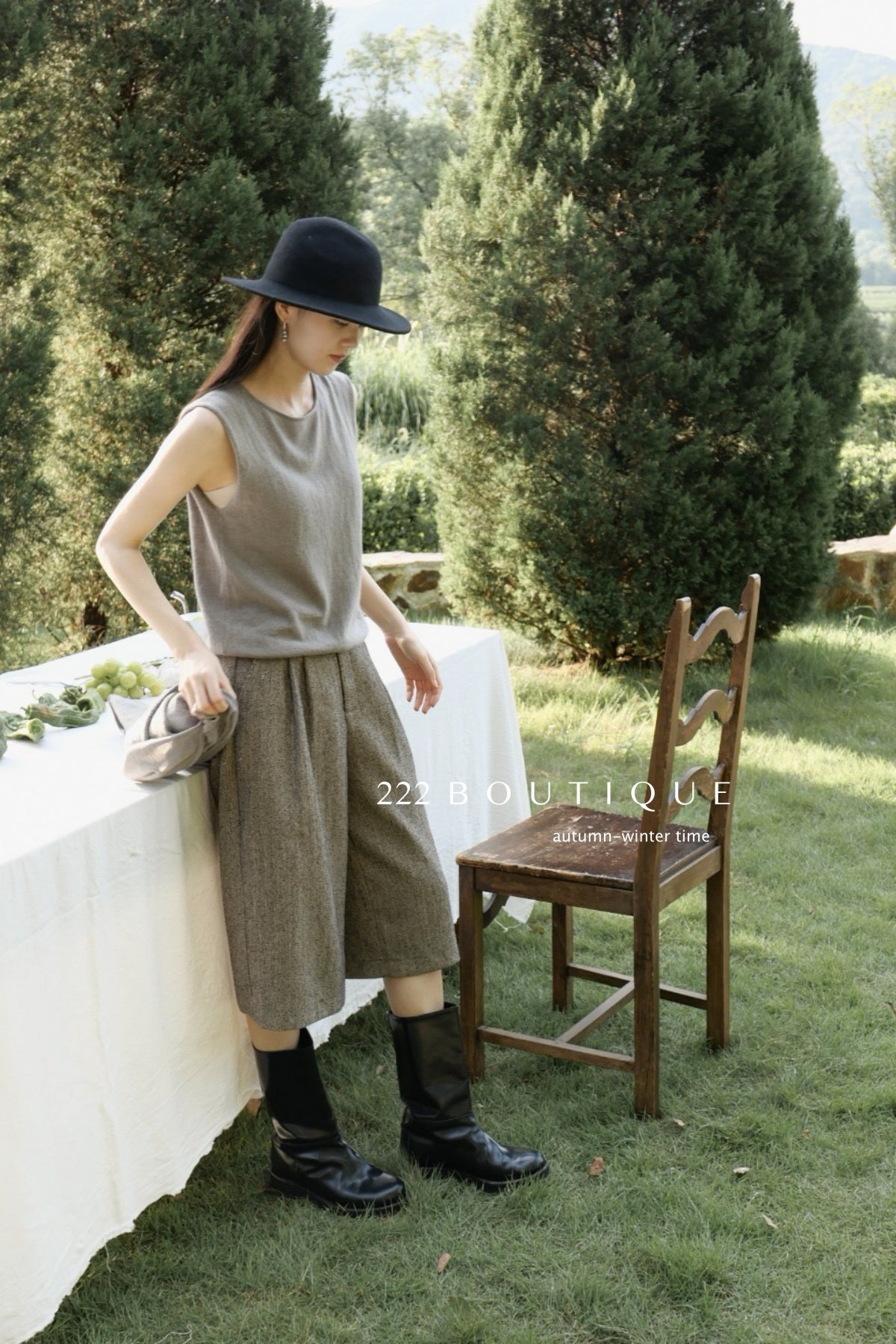 18q14 Basic high-waist wool culottes